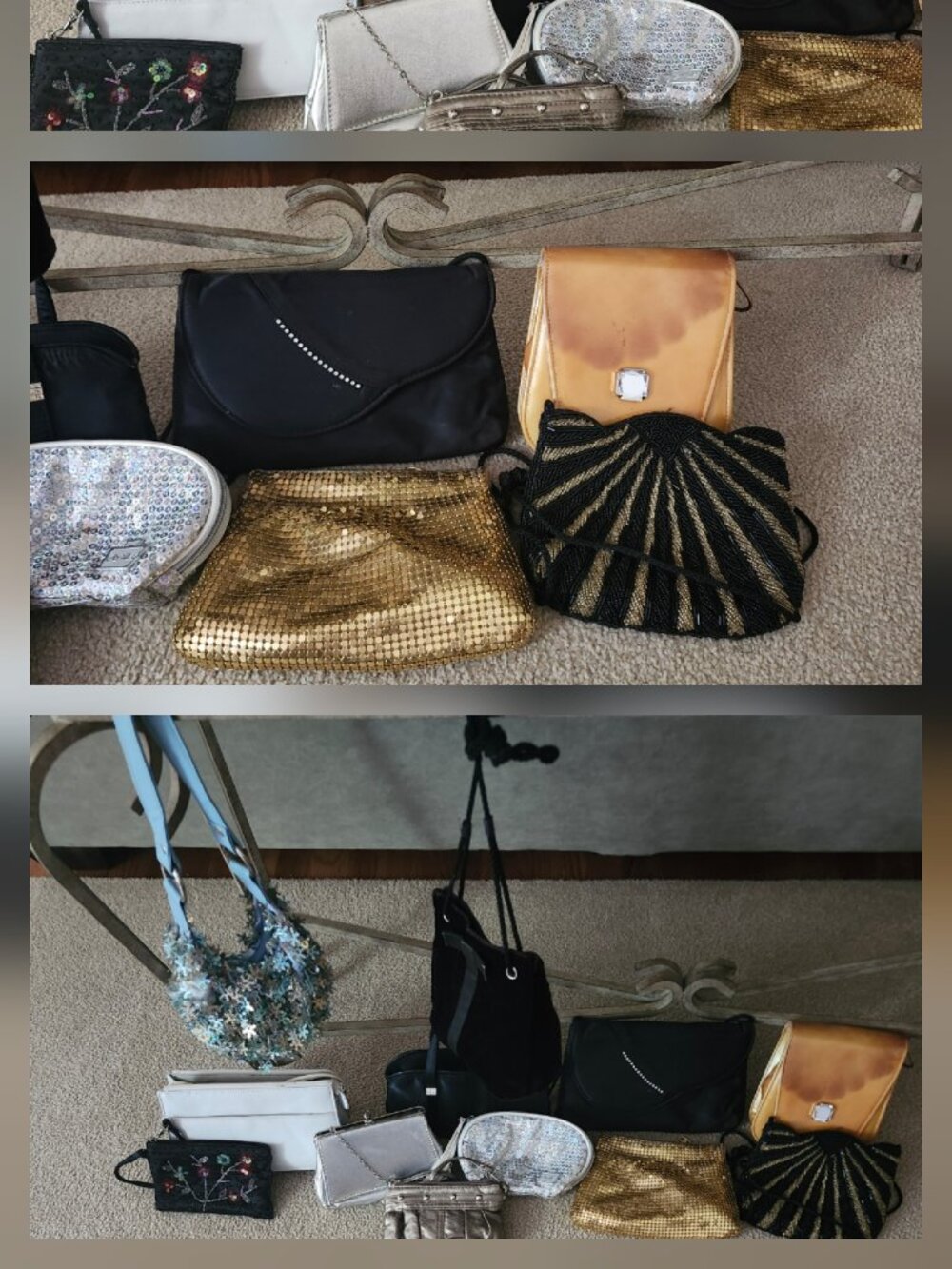 A lot of various vintage evening purses